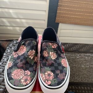 Vans Asher Flowers & Checks Slip On Shoes